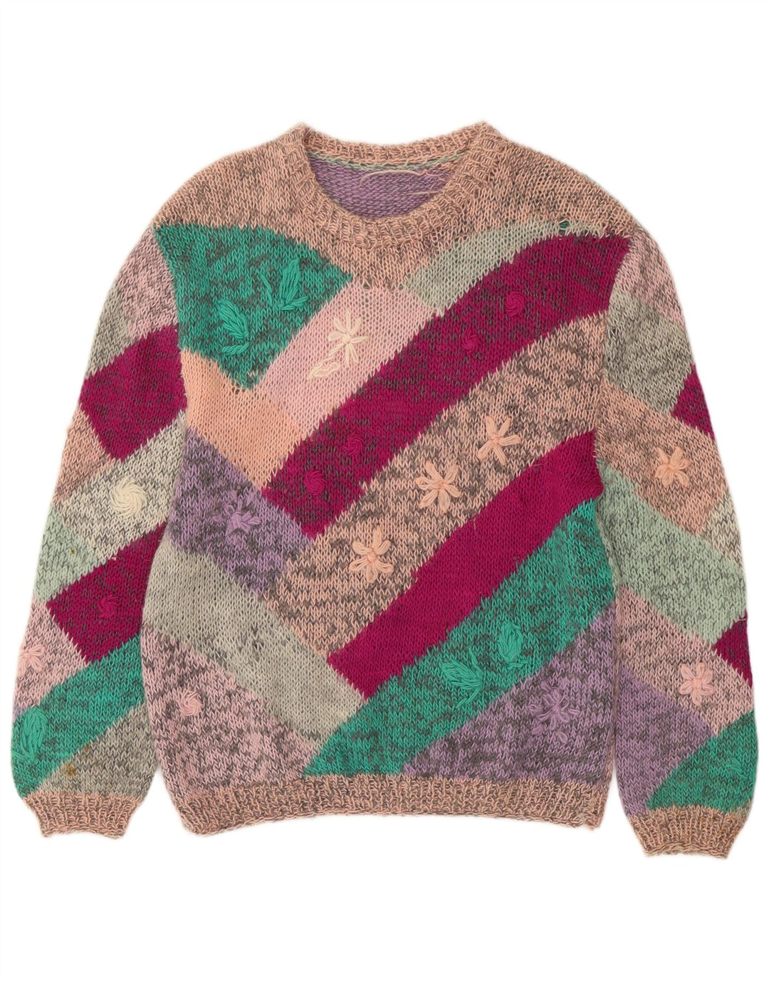 VINTAGE Womens Boat Neck Jumper Sweater UK 18 XL Multicoloured Floral