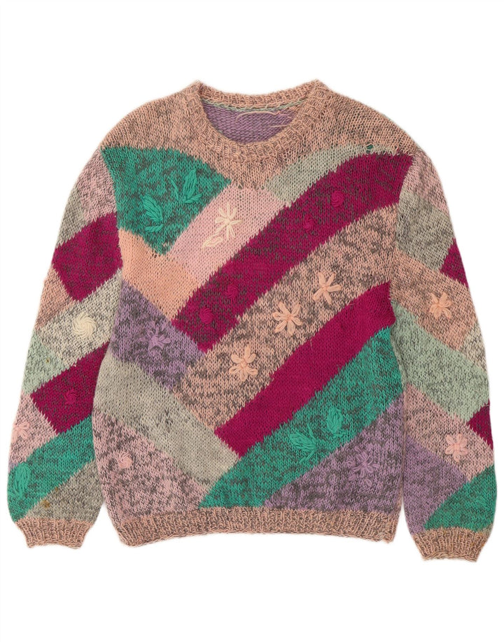 VINTAGE Womens Boat Neck Jumper Sweater UK 18 XL Multicoloured Floral