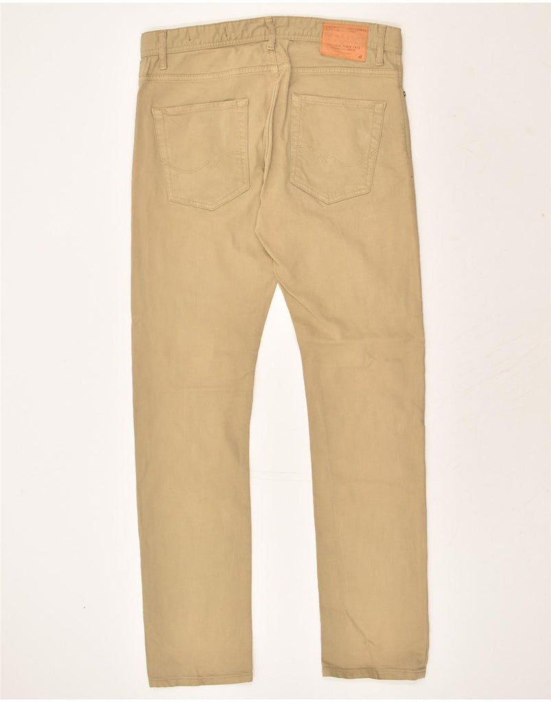 JACK & JONES Mens Slim Casual Trousers W34 L34 Beige Cotton | Vintage Jack & Jones | Thrift | Second-Hand Jack & Jones | Used Clothing | Messina Hembry 