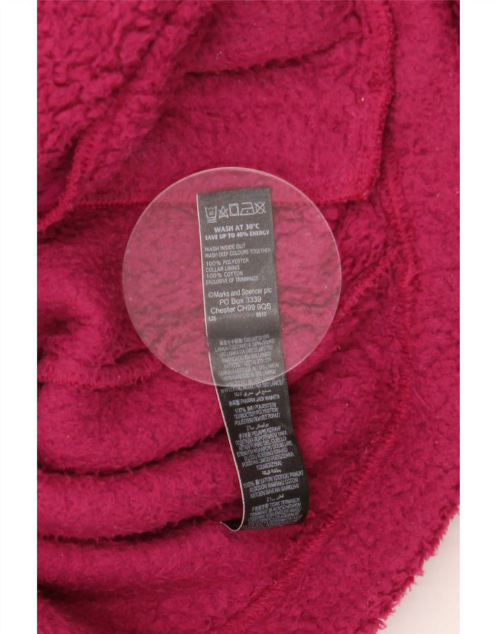 Marks & Spencer Womens Fleece Jacket UK 14 Large Maroon Polyester