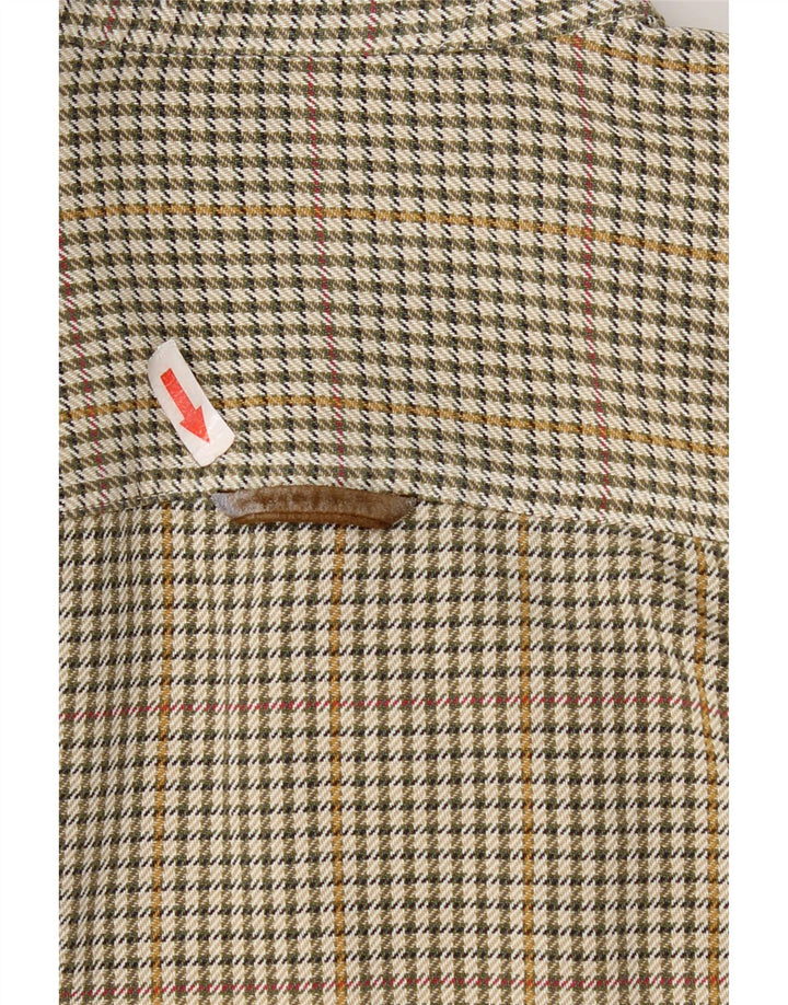 Orvis Mens Flannel Shirt Medium Green Houndstooth Cotton