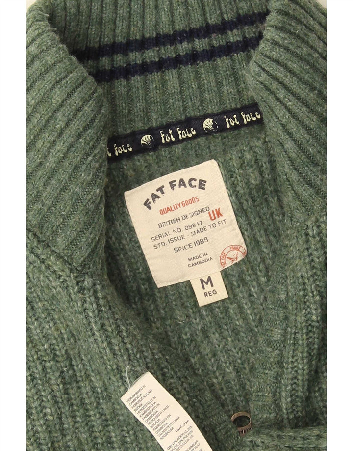 Fat Face Mens Zip Neck Jumper Sweater Medium Green Acrylic