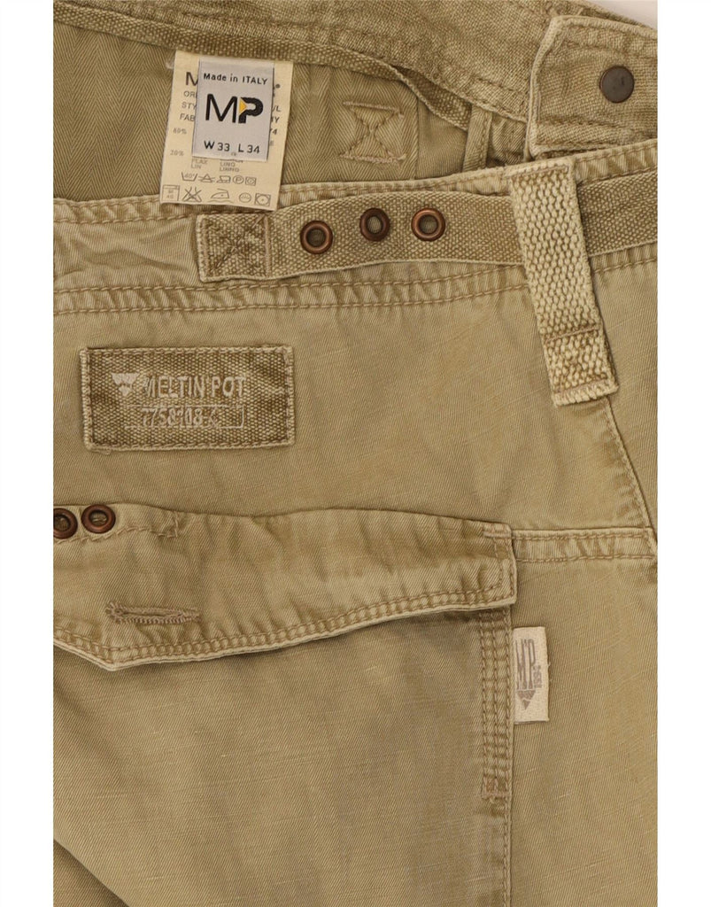 MELTIN' POT Mens Straight Cargo Trousers W33 L26 Beige Cotton Vintage Meltin' Pot and Second-Hand Meltin' Pot from Messina Hembry 