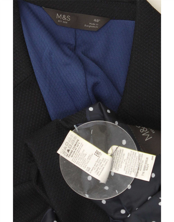 Marks & Spencer Mens 2 Button Blazer Jacket UK 48 2XL Navy Blue Polyester