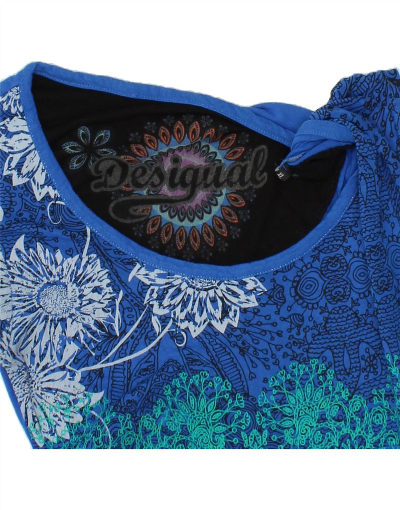 DESIGUAL Womens Slim A-Line Dress UK 18 XL Blue Paisley Viscose Vintage Desigual and Second-Hand Desigual from Messina Hembry 