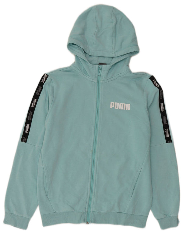 Puma Boys Graphic Zip Hoodie Sweater 11-12 Years Blue Colourblock Cotton