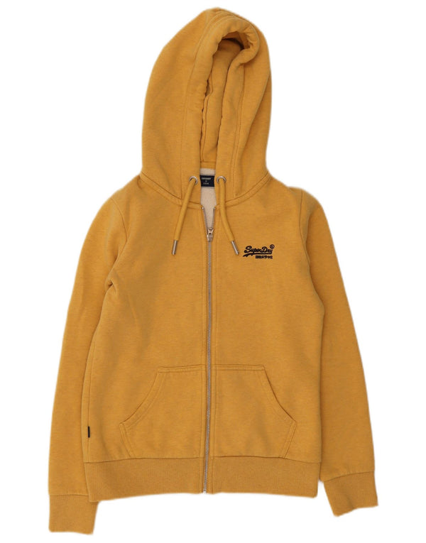 Superdry Womens Zip Hoodie Sweater UK 6 XS Yellow