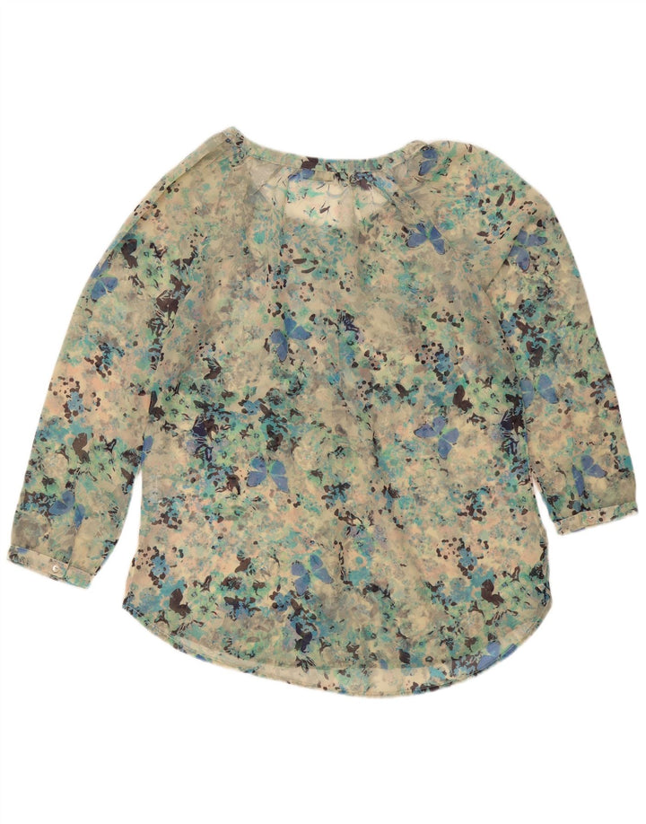 Vintage Womens Blouse Top UK 18 XL Turquoise Spotted