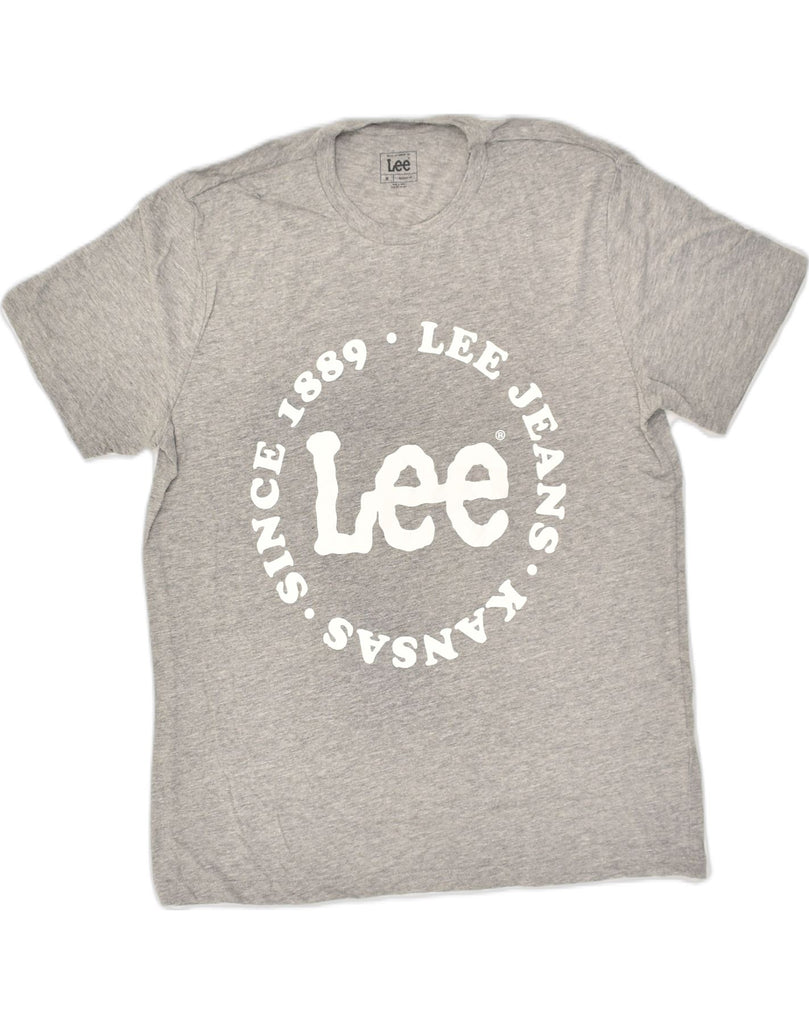 LEE Mens Regular Fit Graphic T-Shirt Top Medium Grey Cotton | Vintage Lee | Thrift | Second-Hand Lee | Used Clothing | Messina Hembry 