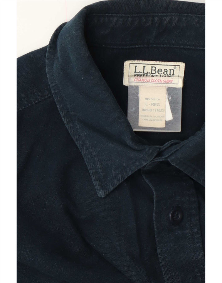 L.L.Bean Mens Regular Fit Shirt Large Navy Blue Cotton