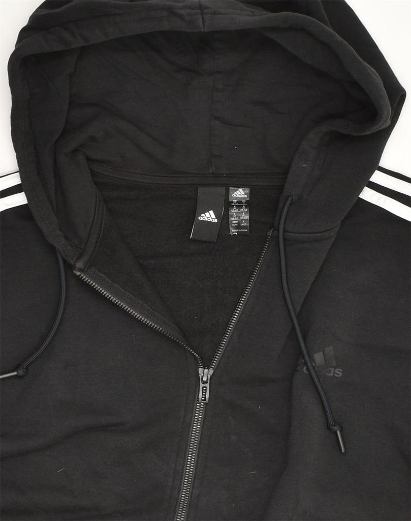 ADIDAS Womens Zip Hoodie Sweater UK 12-14 Medium Black Cotton | Vintage Adidas | Thrift | Second-Hand Adidas | Used Clothing | Messina Hembry 