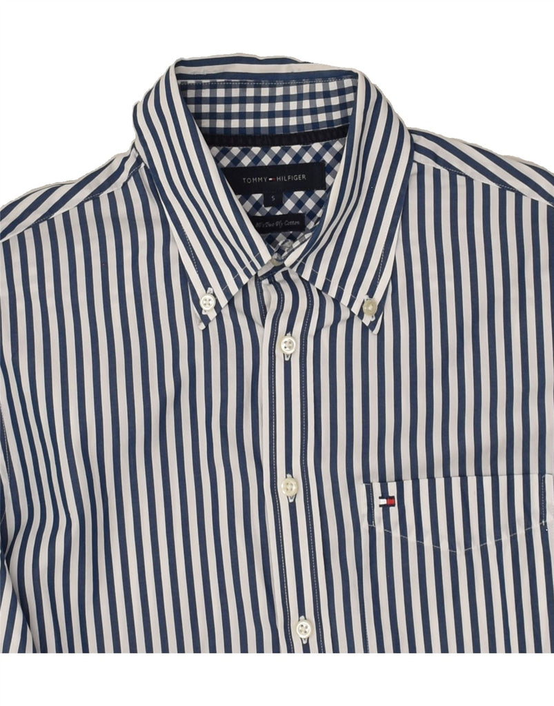 TOMMY HILFIGER Mens Shirt Small Blue Striped Cotton | Vintage Tommy Hilfiger | Thrift | Second-Hand Tommy Hilfiger | Used Clothing | Messina Hembry 