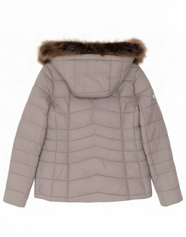 Barbour Womens Hooded Padded Jacket UK 14 Large Grey