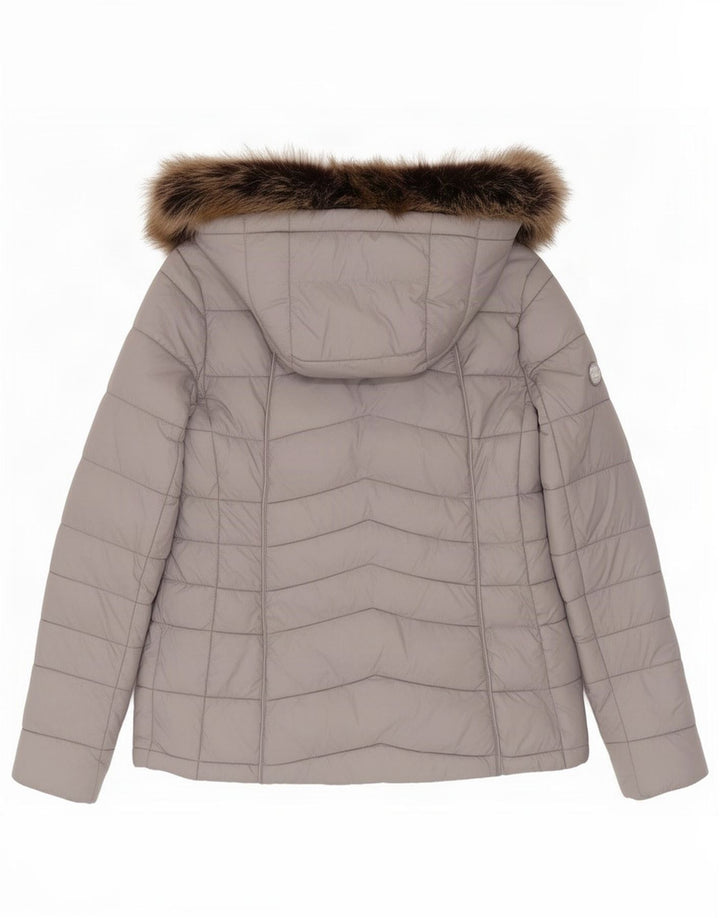 Barbour Womens Hooded Padded Jacket UK 14 Large Grey