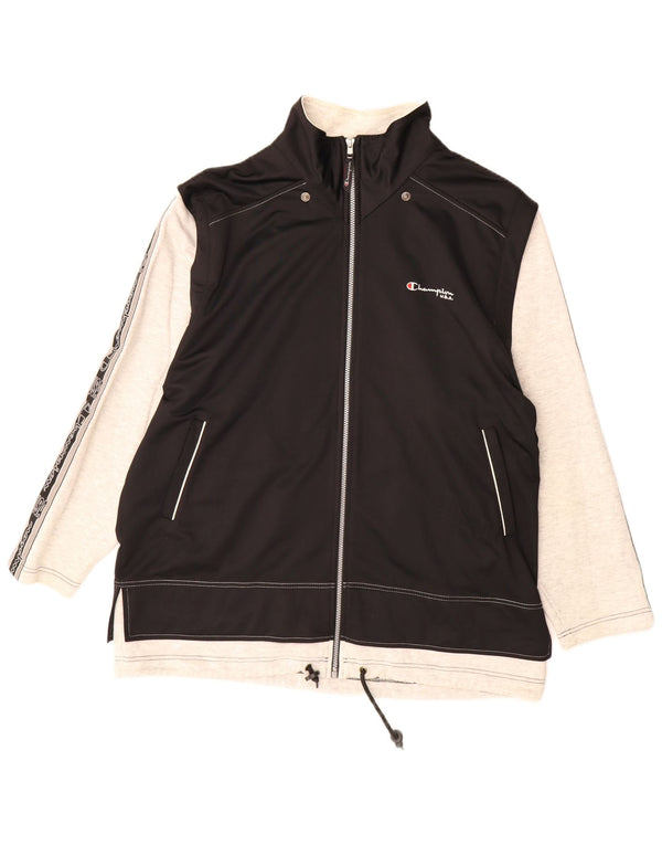 Champion Mens Graphic Tracksuit Top Jacket Large Black Colourblock