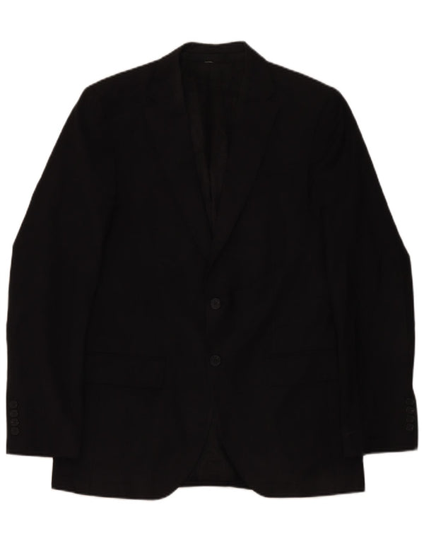 Marks & Spencer Mens 2 Button Blazer Jacket UK 38 Medium Black Wool