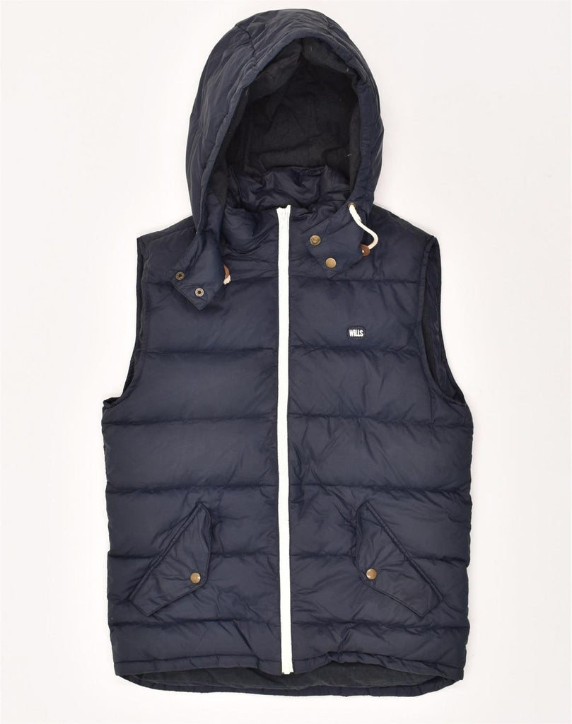 JACK WILLS Mens Hooded Padded Gilet UK 36 Small Navy Blue Nylon | Vintage Jack Wills | Thrift | Second-Hand Jack Wills | Used Clothing | Messina Hembry 