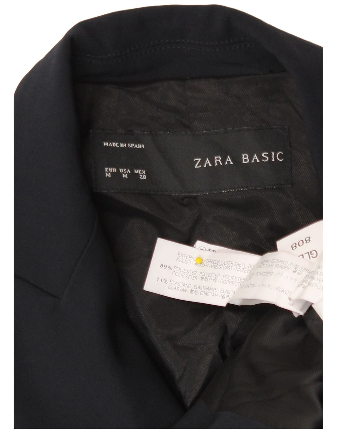 Zara Womens Double Breasted Blazer Jacket UK 12 Medium Navy Blue Polyester