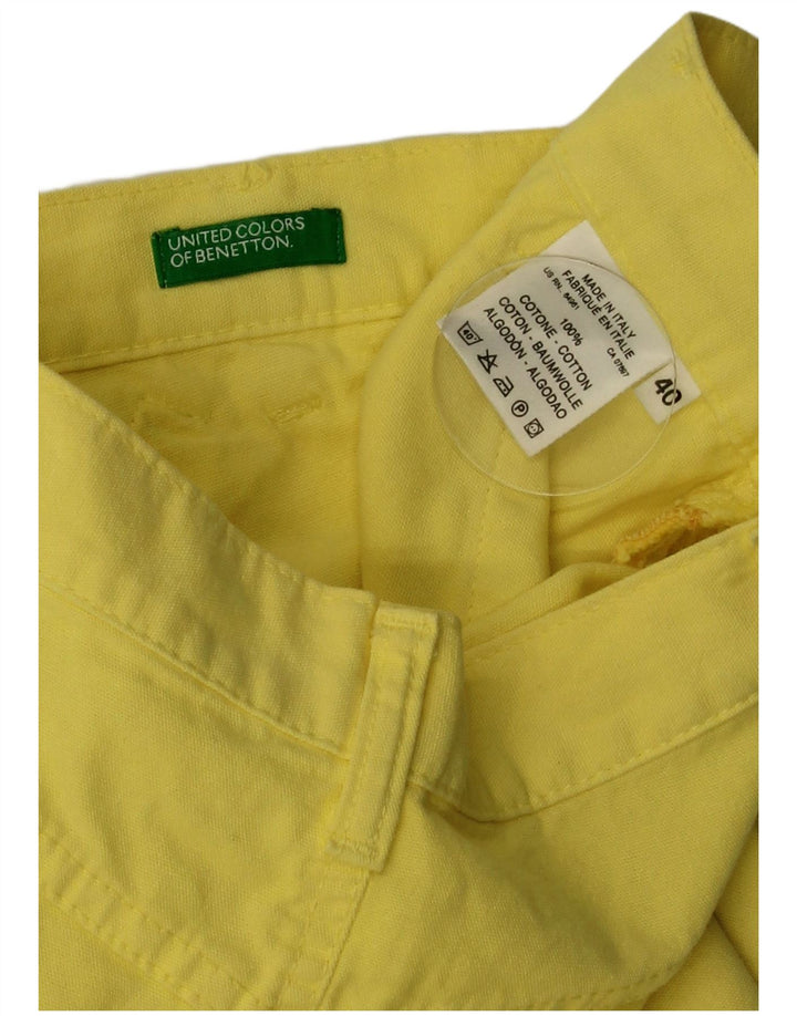 Benetton Womens Mini Skirt IT 40 Small W26 Yellow Cotton