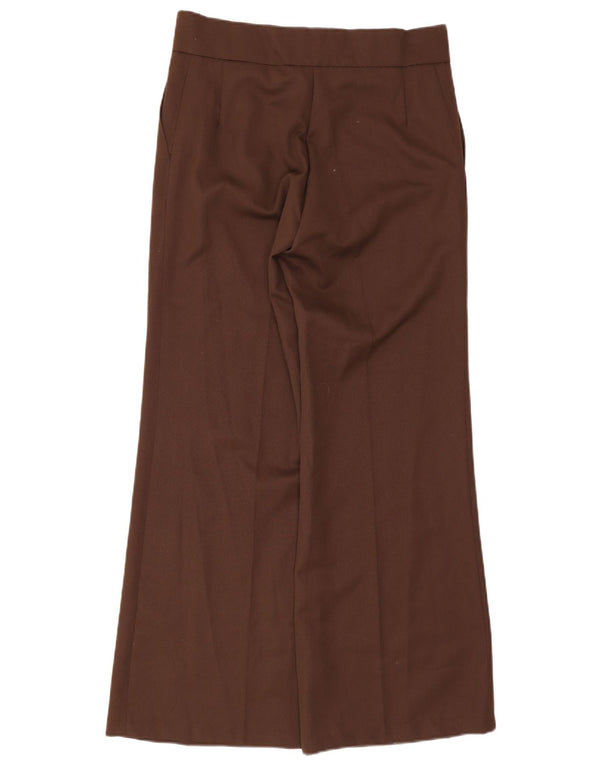 Vintage Womens High Waist Wide Leg Suit Trousers W32 L32 Brown