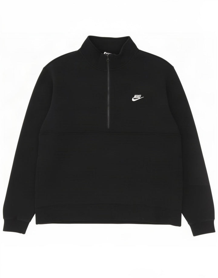 Nike Mens Zip Neck Sweatshirt Jumper 2XL Black Cotton