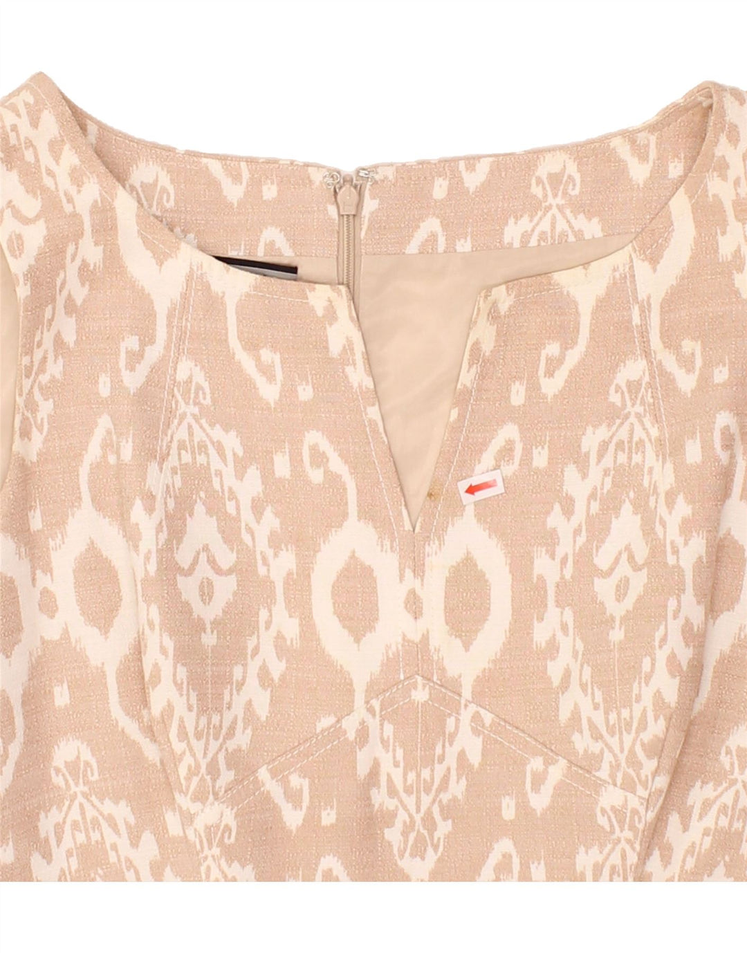 ANNE KLEIN Womens Sleeveless Basic Dress UK 12 Medium Beige Ikat Vintage Anne Klein and Second-Hand Anne Klein from Messina Hembry 