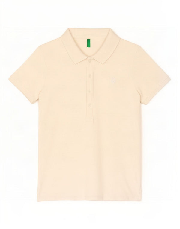 Benetton Womens Polo Shirt UK 14 Large White Cotton