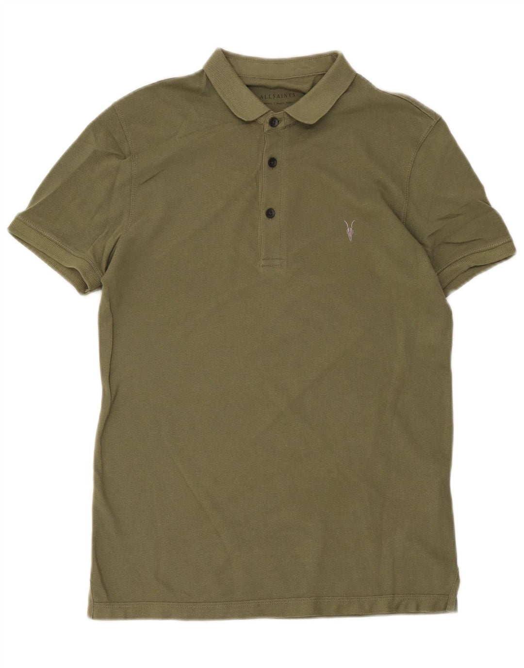 All Saints Mens Polo Shirt XS Khaki Cotton