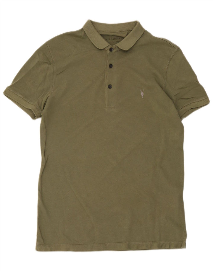 All Saints Mens Polo Shirt XS Khaki Cotton
