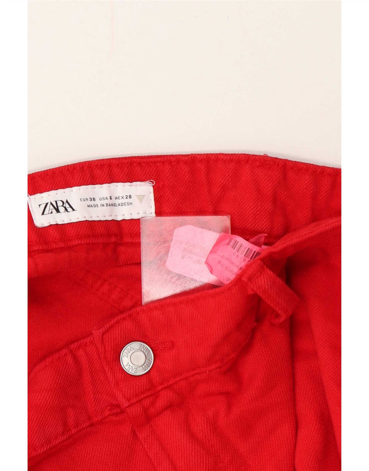 Zara Womens Casual Shorts EU 38 Small W28 Red Cotton