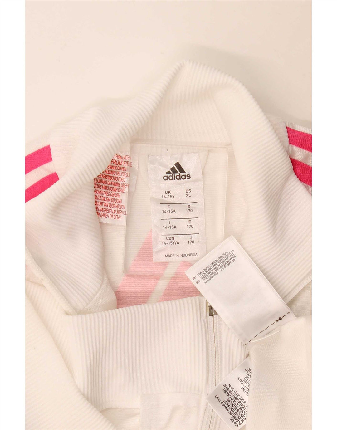 Adidas Girls Tracksuit Top Jacket 14-15 Years Off White Polyester