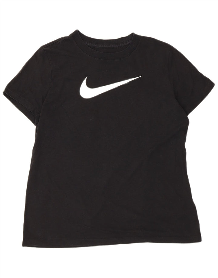 Nike Womens Dri Fit Graphic T-Shirt Top UK 14 Medium Black Cotton