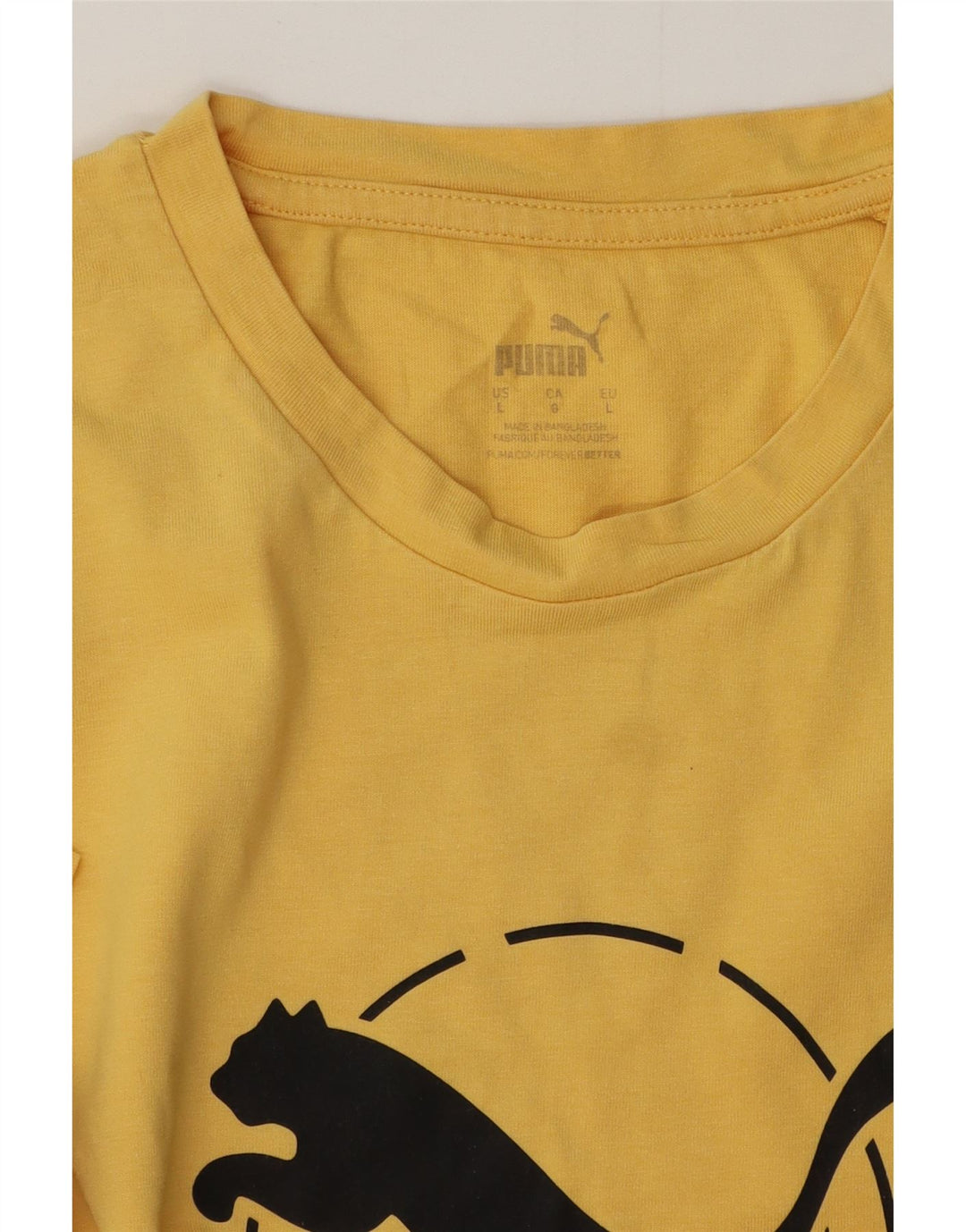 PUMA Mens Graphic T-Shirt Top Large Yellow Cotton