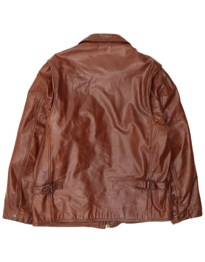 Brooksfield Mens Leather Jacket IT 50 Large Brown Leather