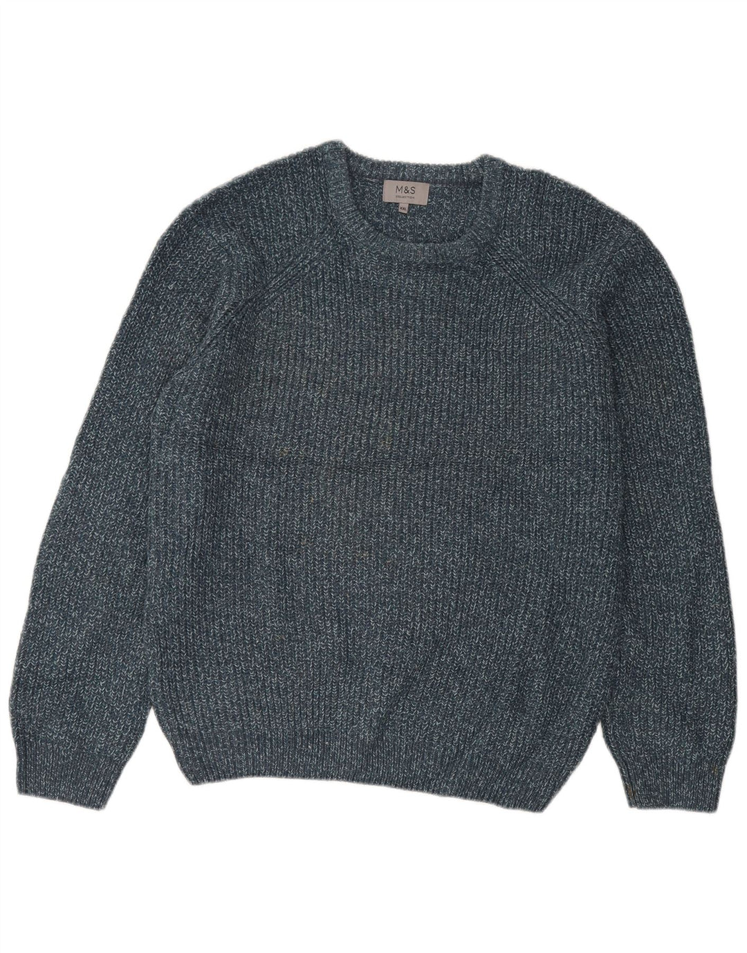 Marks & Spencer Mens Crew Neck Jumper Sweater 2XL Blue Flecked Acrylic