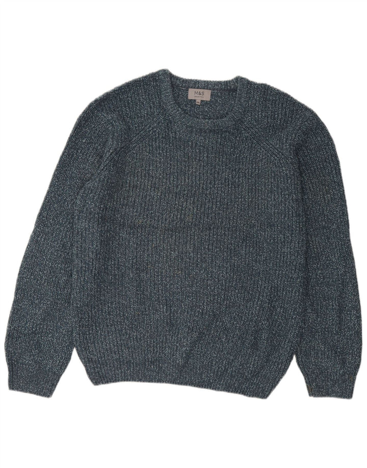 Marks & Spencer Mens Crew Neck Jumper Sweater 2XL Blue Flecked Acrylic