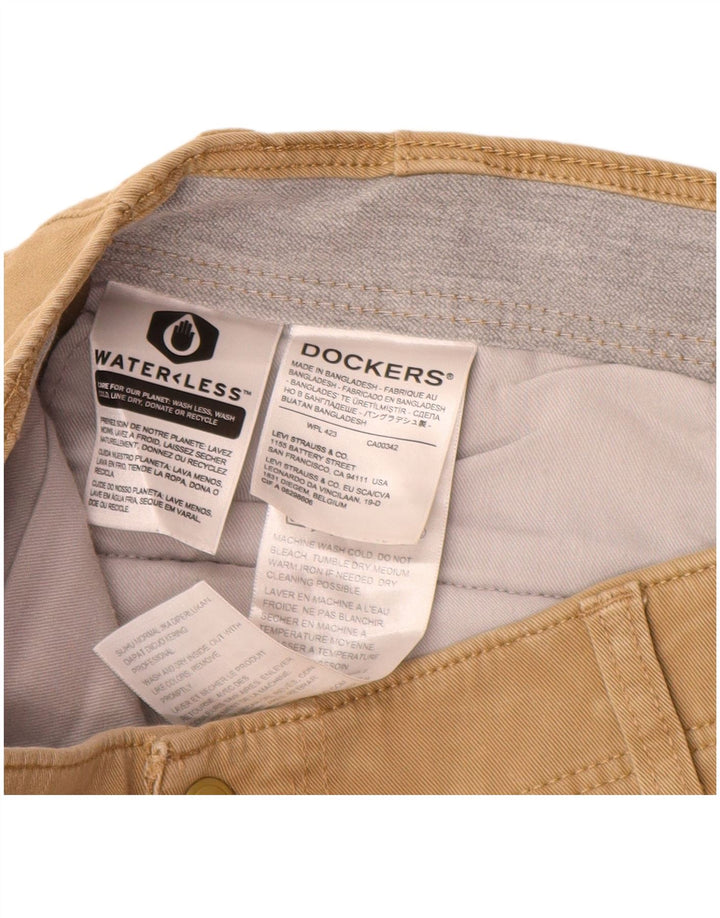 DOCKERS Mens Slim Chino Trousers W36 L32 Beige Cotton