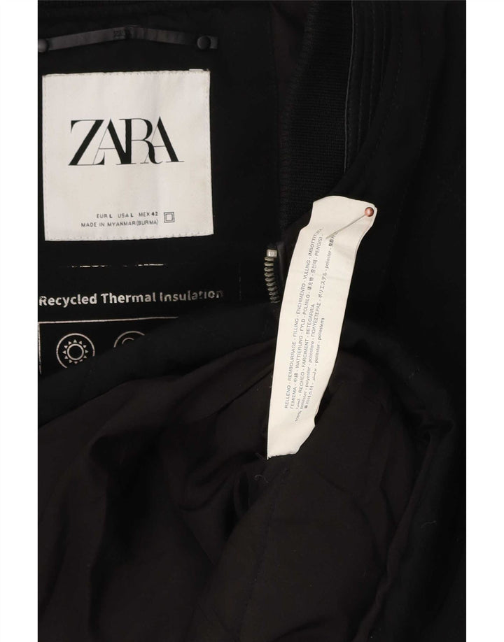 Zara Mens Quilted Gilet UK 40 Large Black Polyester
