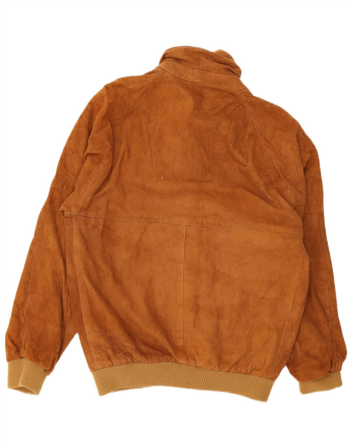 Vintage Mens Suede Bomber Jacket UK 36 Small Brown Leather