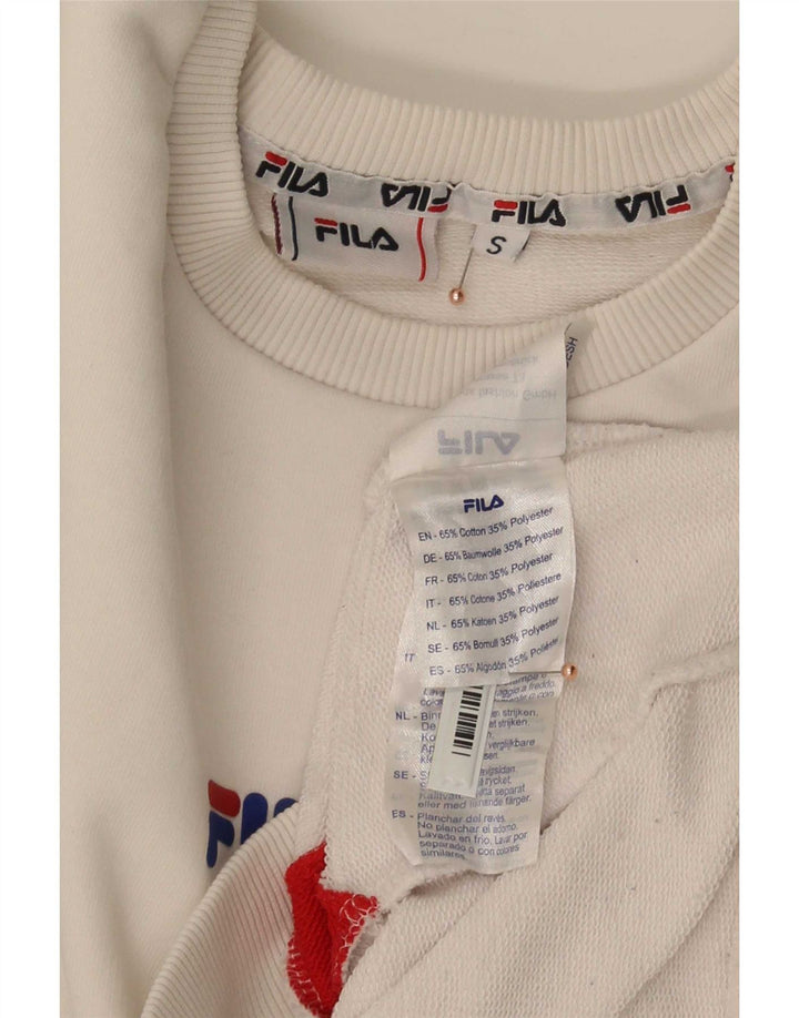 Fila Mens Sweatshirt Jumper Small White Colourblock Cotton