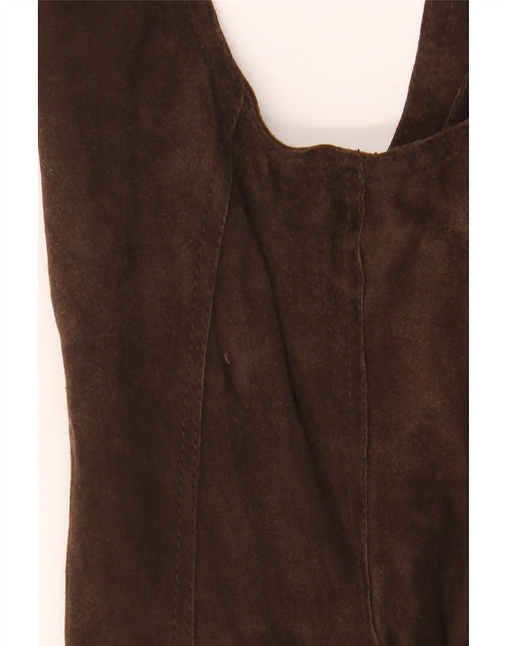 Marc O'Polo Womens Suede Waistcoat EU 38 Medium Brown Leather