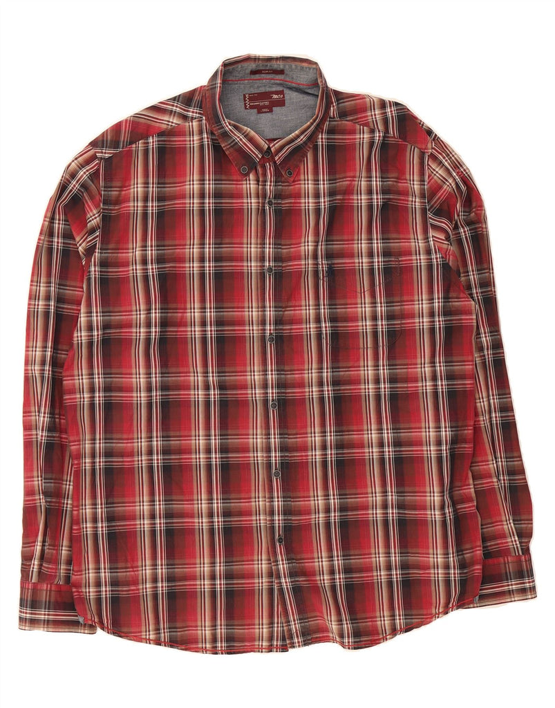 MARLBORO CLASSICS Mens Slim Fit Shirt 4XL Red Check Cotton Vintage Marlboro Classics and Second-Hand Marlboro Classics from Messina Hembry 