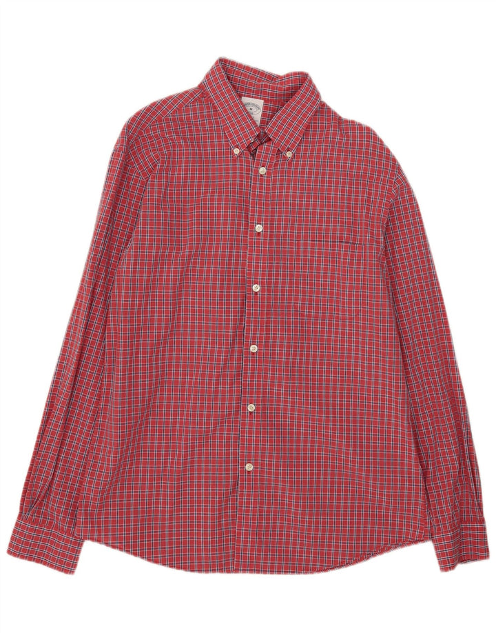 Brooks Brothers Mens Regent Shirt Medium Red Check Cotton