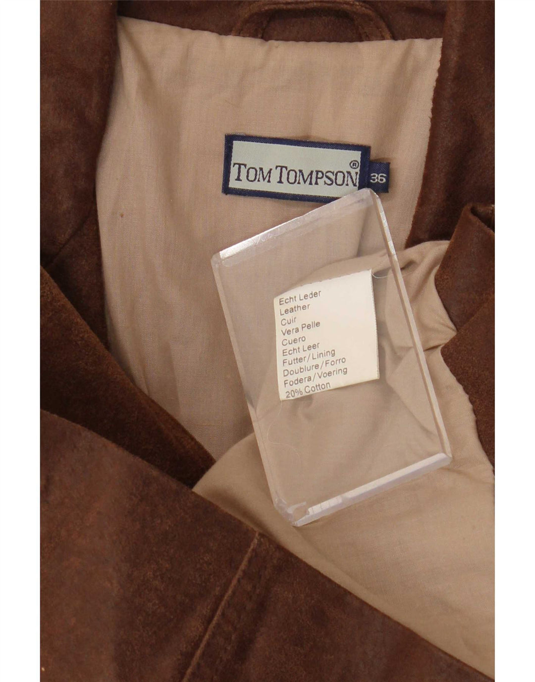 Tom Tompson Womens 2 Button Leather Blazer Jacket EU 36 Small Brown