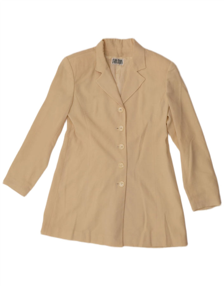 Vintage Womens Overcoat IT 40 Small Beige Acetate