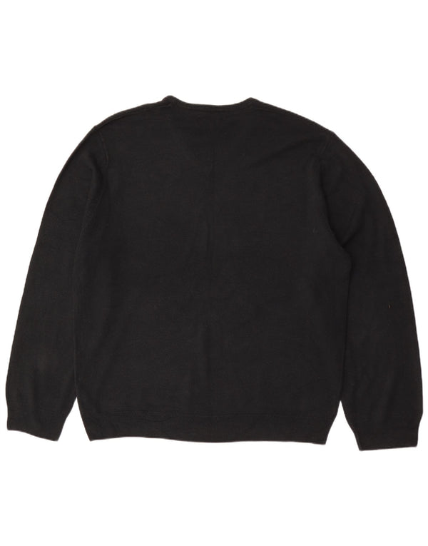 Marks & Spencer Mens Regular Fit V-Neck Jumper Sweater 2XL Black Acrylic