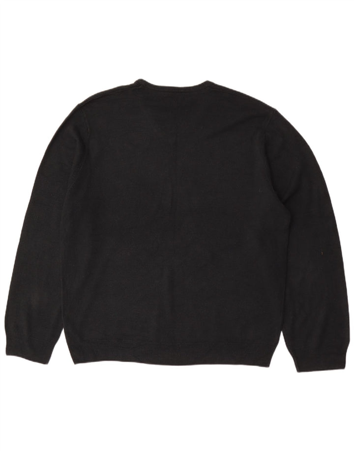 Marks & Spencer Mens Regular Fit V-Neck Jumper Sweater 2XL Black Acrylic