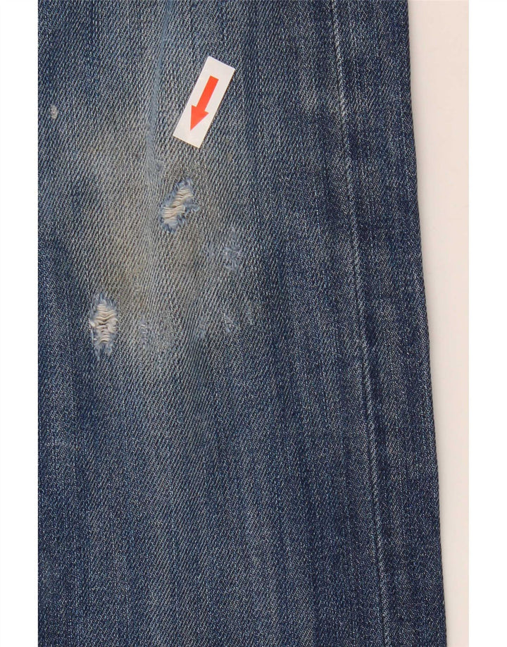 Lee Mens Zed Distressed Straight Jeans W32 L32 Blue Cotton