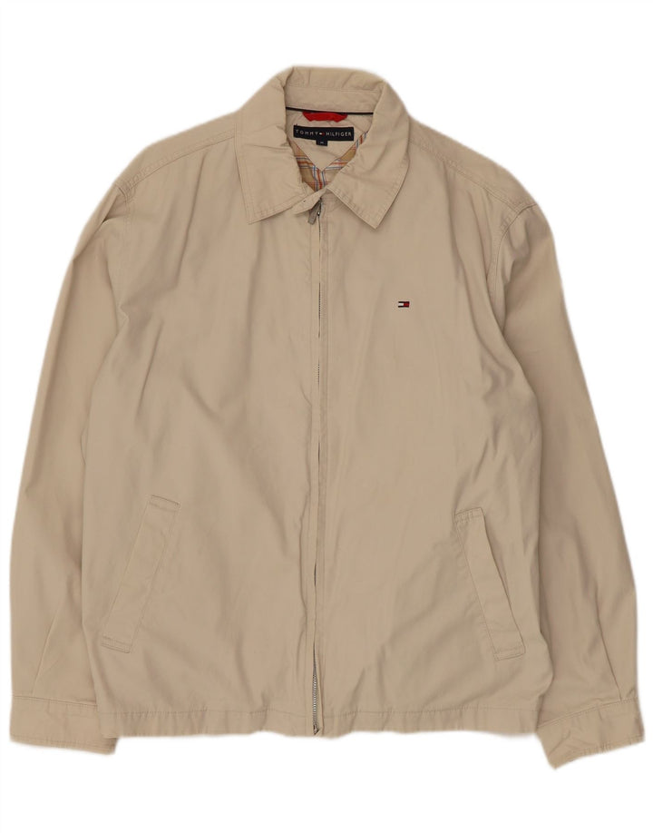 Tommy Hilfiger Mens Bomber Jacket UK 38 Medium Beige Cotton