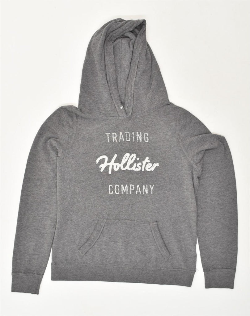 HOLLISTER Womens California Graphic Hoodie Jumper UK 16 Large Grey Cotton | Vintage Hollister | Thrift | Second-Hand Hollister | Used Clothing | Messina Hembry 